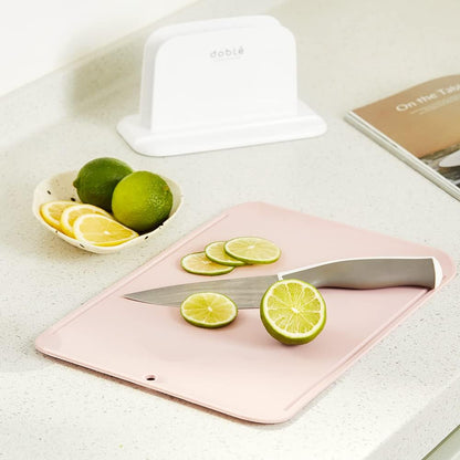 Premium Upgraded doblé Non-Scratch Flexible Cutting Board for Chopping, Scratch Free, Juice Grooves with Easy Grip Handle, Non-Slip Dishwasher Safe for Kitchen 9.3" x 13.7" (Deep Black)