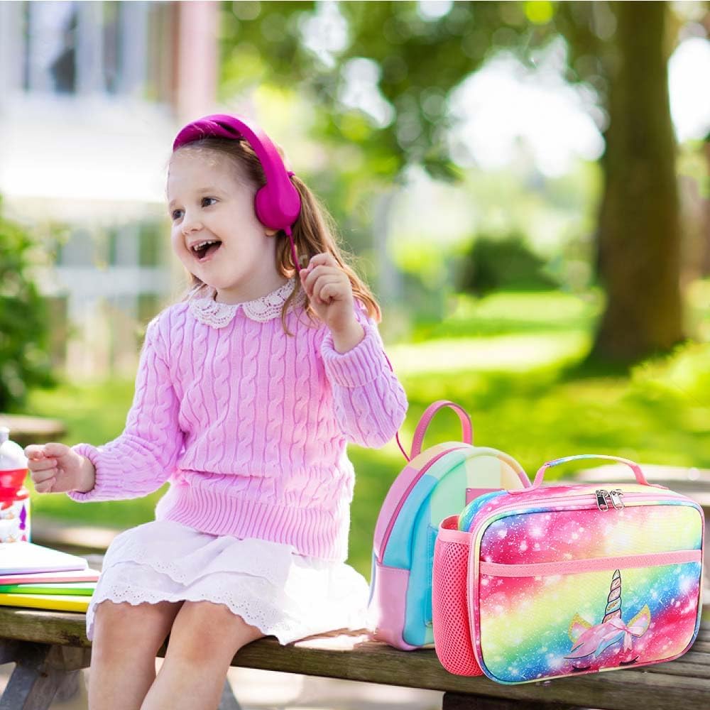 RHCPFOVR Kids Lunch Bag - Insulated Lunch Box for Boys Girls,Washable Lunch Bag and Reusable Toddler Leak-proof Lunchbox for School and Daycare - Colors B