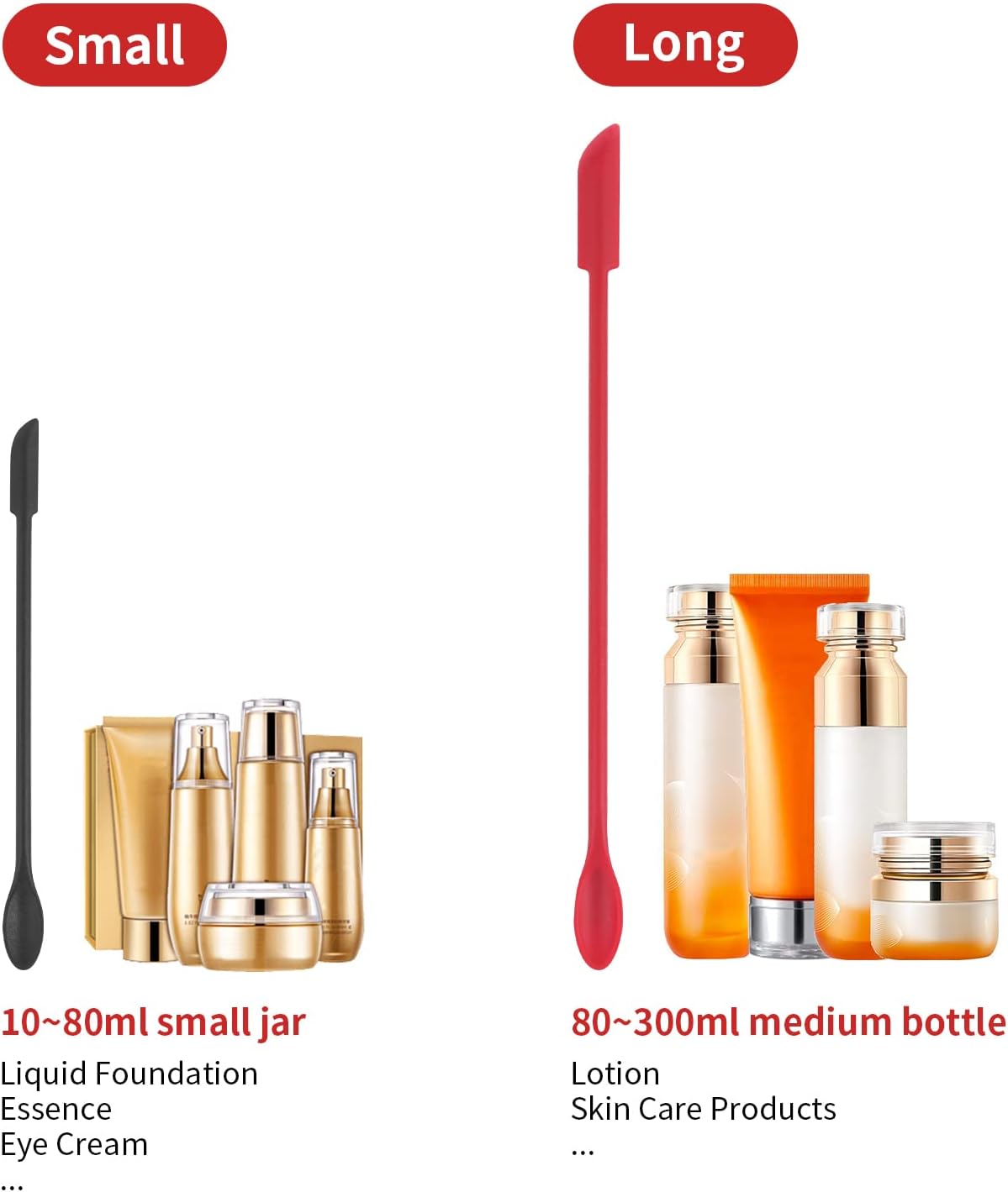 Cuttte 2pcs Mini Makeup Spatula Silicone Skincare Spatula Set for Cosmetic