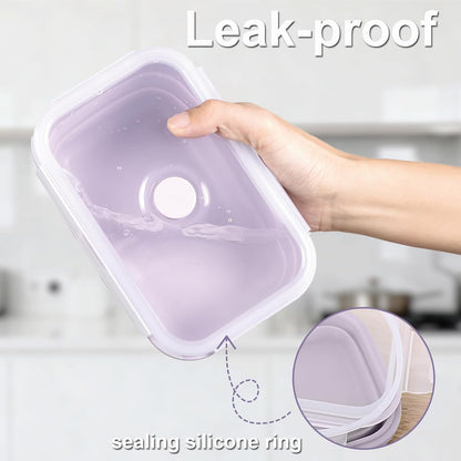 Large Silicone Food Storage Containers 68oz/2000ml 4 Pack | Collapsible Meal Prep Containers, Airtight Leakproof Lid, Containers for Camping, Microwave Freezer Dishwasher Safe