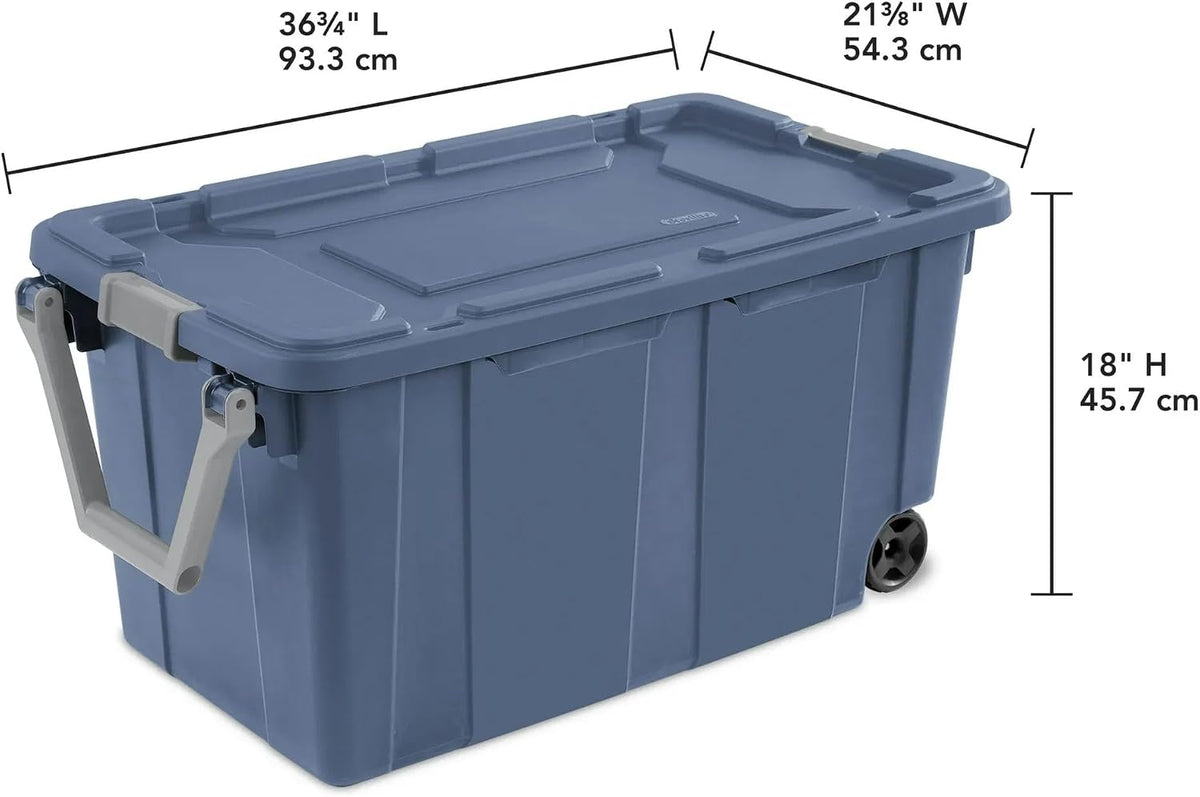 Extra Large Storage Bin, 40 Gallon Wheeled Plastic Storage Container with Handle, Green, Pack of 2 (GREEN)