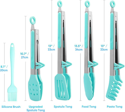 3 Pack Silicone Tongs for Cooking,Maywe Tanso 9 Inch Cooking Kitchen Tongs with Silicone Tips,Nonstick Stainless Steel Tongs for Steak Pie Pizza Pasta Spaghetti Salad BBQ Buffet