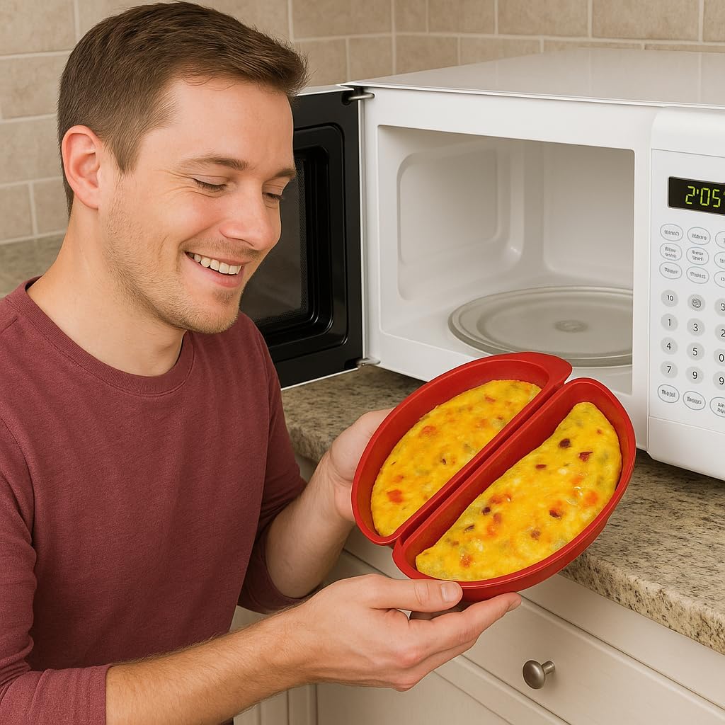 Microwave Egg Cooker 2-Egg Poacher Omelet and Scrambled Egg Maker