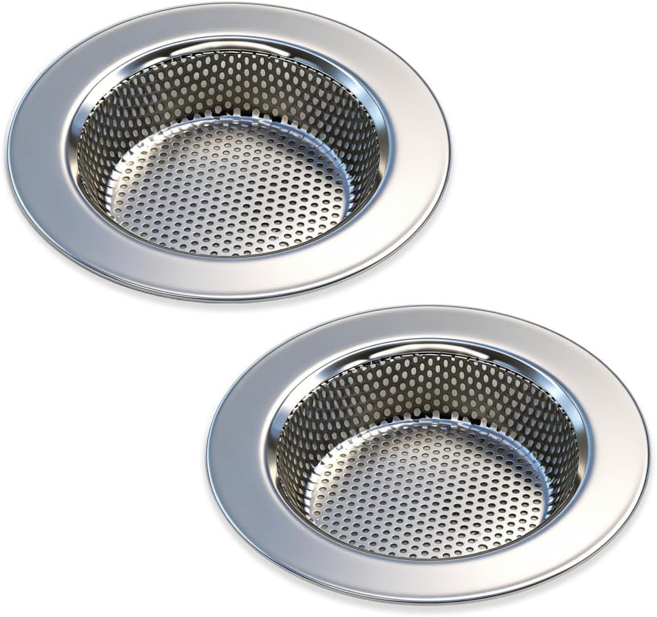 Seatery 2PCS Kitchen Sink Strainers, Sink Drain Filter, Sink Basket Strainer, 4.5 Inch Stainless Steel Sink Drain Strainer, Food Scraps Catcher for Kitchen