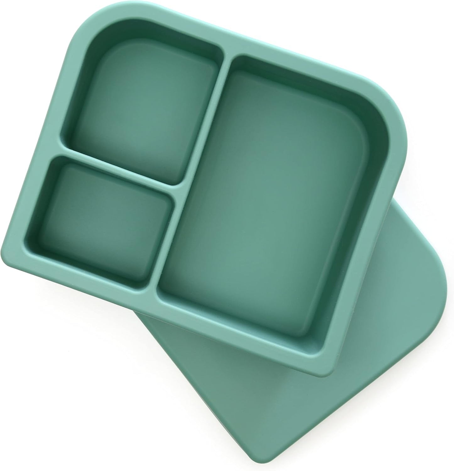 PrimaStella Unbreakable Silicone Lunch Box for Kids and Adults - Divided Leak Proof Bento Box (Slate Blue)