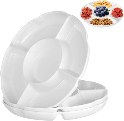 Homaisson 3 Pcs Divided Serving Trays - 13 Inches Unbreakable Chip & Dip Platter, Melamine Snack Serving Tray with Compartments,Dishwasher Safe for Party, Fruits, Veggies, Candy, Snack, Dessert