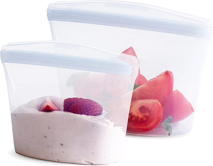 Stasher Silicone Reusable Food Storage Bags, 2-Pack Bowls, Reusable Freezer Bags, Microwave, Dishwasher, Oven Safe, Sous Vide, Lunch Containers, Eco Friendly, Food-safe Silicone Snack Bag, Clear | Reusable Food Bags
