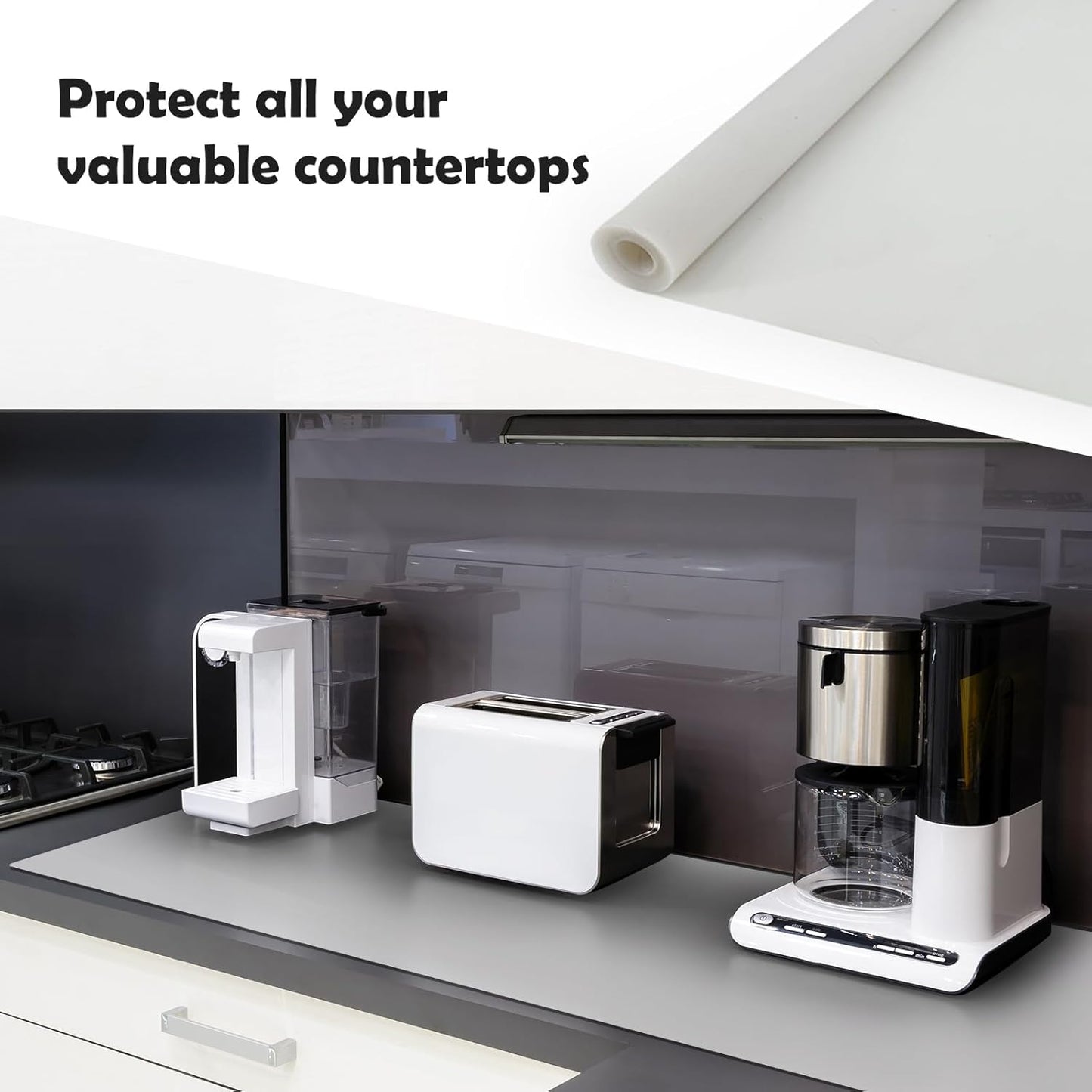 Silicone Mats for Kitchen Counter, 47.3"x23.6"x0.08" Largest Heat Resistant Mat Kitchen Island Waterproof 2MM Thick Countertop Protector Mat Nons-slip Extra Large Counter Mat (Black)