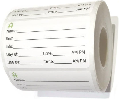 500 Food Labels - Removable Stickers with Large Writable Surface - Peel Clean With No Glue Residue - Great for Meal Preparation, Leftovers Labeling, on Bottles, Pans, Plastic and Other Containers
