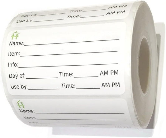 500 Food Labels - Removable Stickers with Large Writable Surface - Peel Clean With No Glue Residue - Great for Meal Preparation, Leftovers Labeling, on Bottles, Pans, Plastic and Other Containers