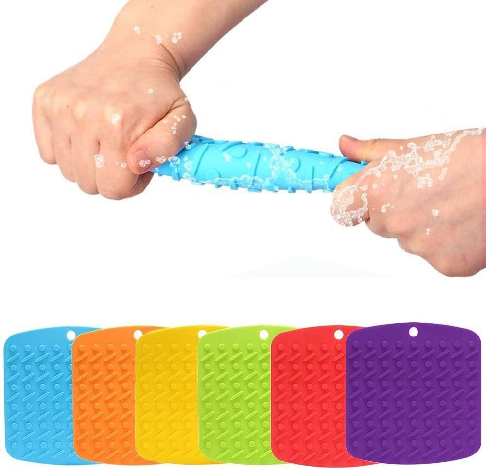 Trivets, Mitts,Spoon Rest and Garlic Peeler Hot Pads Multipurpose Kitchen Tool. 7x7 Potholders(Set of 6),Dishwasher,Durable, red/Green/Blue/Orange/Yellow/Purple