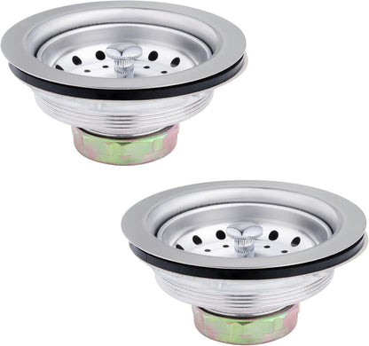 Artiwell 2-Pack Kitchen Sink Basket Strainer and Stopper, 3-1/2” Kitchen Drain Assembly with Strainer and Sink Stopper, Kitchen Sink Strainer with Stopper, Stainless (Brushed Nickel)