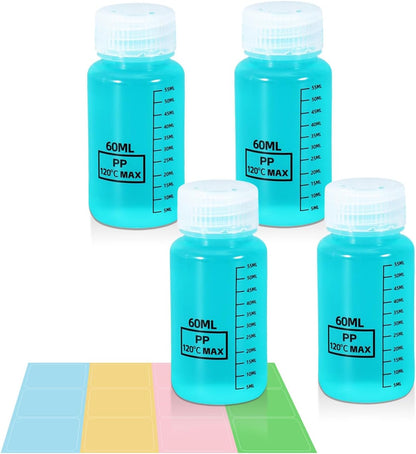 34oz/1000ml Wide Mouth Plastic Bottles with Airtight Lids, Graduated Food Grade Leak Proof PP Containers Jars for Water Sample Lab Reagent Liquid Medicine Storage (Transparent, 3 Pcs)