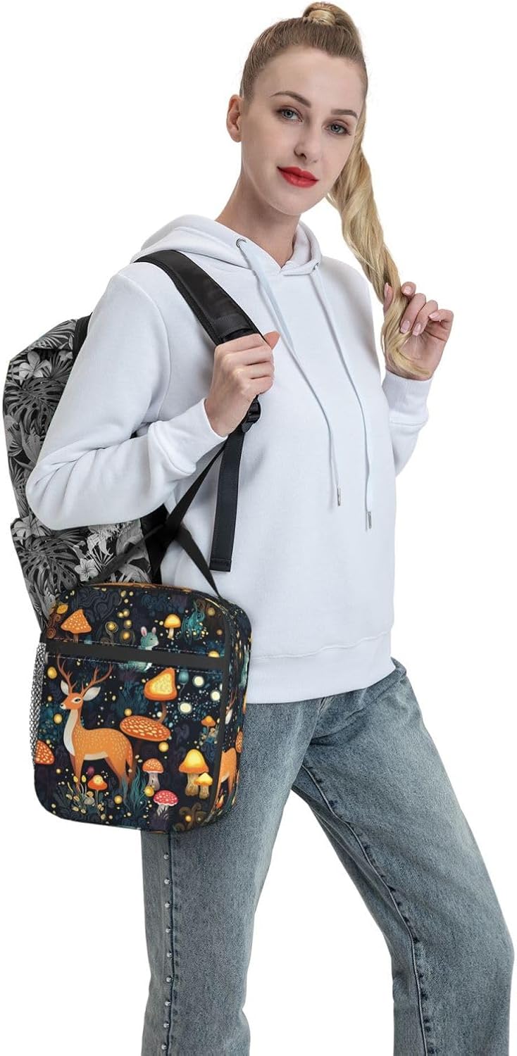 Black Cat Reusable Lunch Box Food Bag Insulated Lunch Bag for Teenage Boys Girls School Beach
