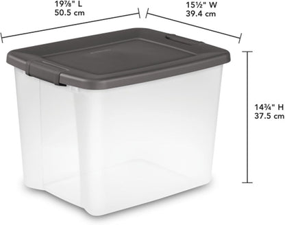 Sterilite 18-Pack Plastic Storage Bins w/ Lids, Shelf Totes Clear Containers, 25 Qt, Gray