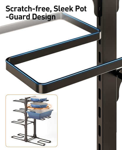 ORDORA Pots and Pans Organizer Under Cabinet 16.6", 8-Tier Adjustable Rack