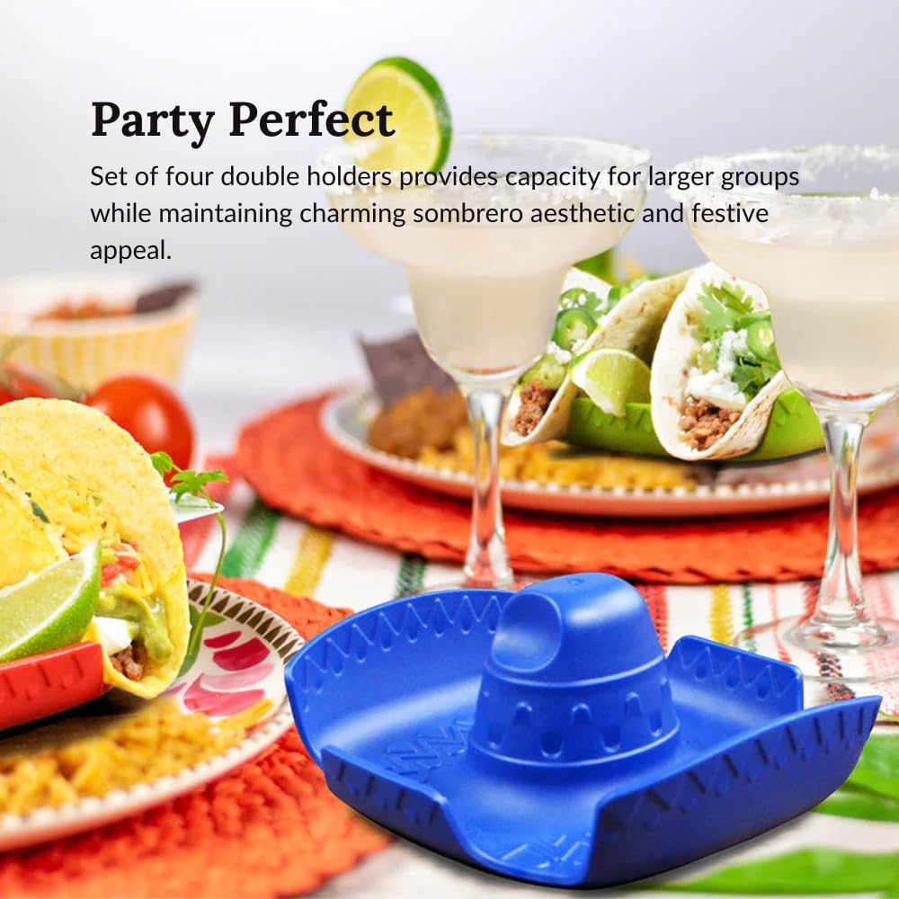 Prepara Double Sombrero Taco Holder, Set of 4, Assorted Colors
