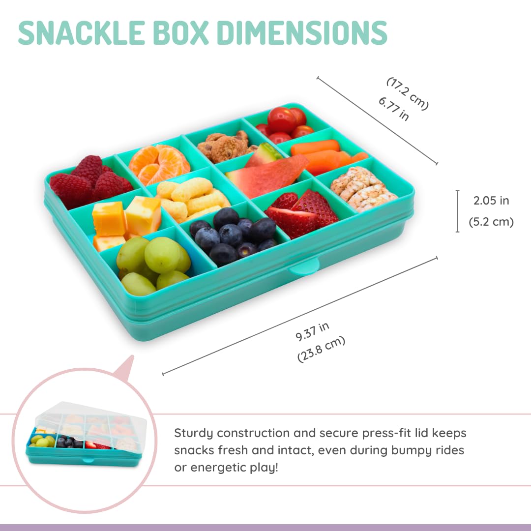 melii Snackle Box |12-Compartment Snack Container with Removable Dividers, BPA-Free Food Storage for Travel, School & On-the-Go Snacks, Kids & Family Organizer (Grey)