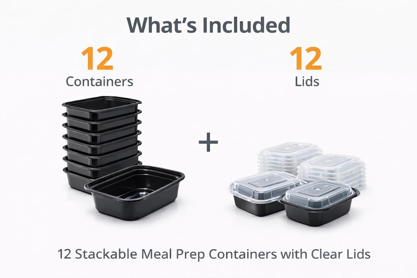 4U'LIFE 28 oz [Pack of 12] 2-Compartment Meal Prep Containers, Bento Boxes With Clear Lids