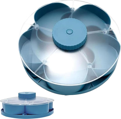 Divided Serving Tray Thats Spins | Spins Snackle Box Container | 5 Compartments Rotating Snack Spinner Serving Tray with Lid | Snack Organizer Appetizer Fruit Servings Trays for Partys, Kitchen