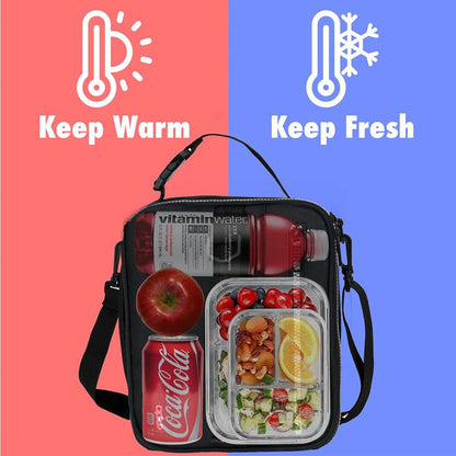 opux Insulated Lunch Box for Men Women Adult, Compact Lunch Bag for Kids Boy Girl Teen, Soft Lunch Cooler Bag for Work School, Leakproof Lunchbox Lunch Pail with Clip-on Buckle, Grey Flowers