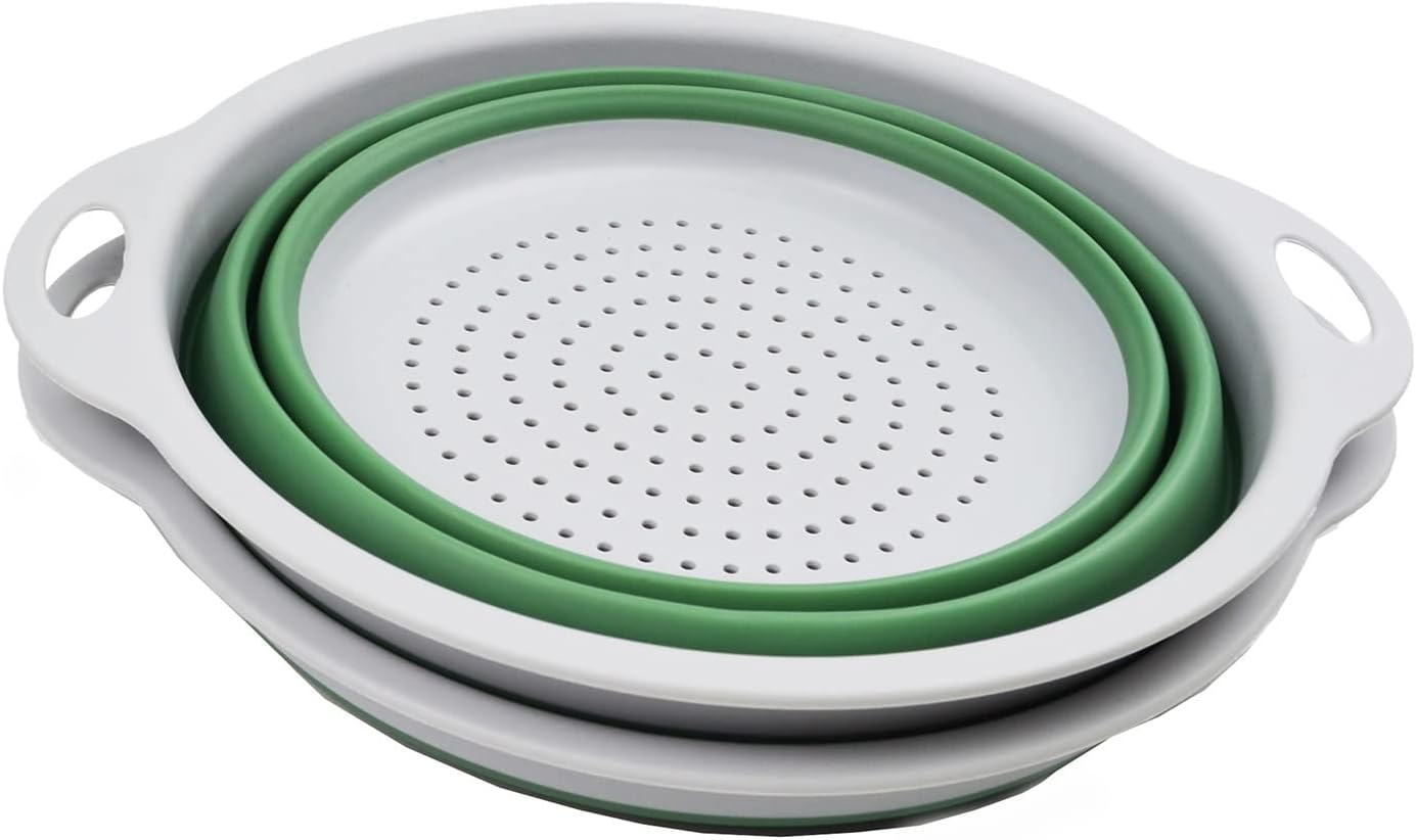 SAMMART 2.6L (0.68 gallons) Collapsible TPE/PP Colander & Bowl Set. Foldable Washing Basin - Portable Dish Washing Tub - Space Saving Colander