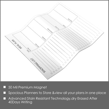 Gueevin 2 Pcs Magnetic Dry Erase Grocery List for Fridge 10" x 12" Magnet White Board Sheet with 8 Whiteboard Markers 2 Eraser Reusable for Refrigerator Kitchen Locker Cabinet Door(Black Line)