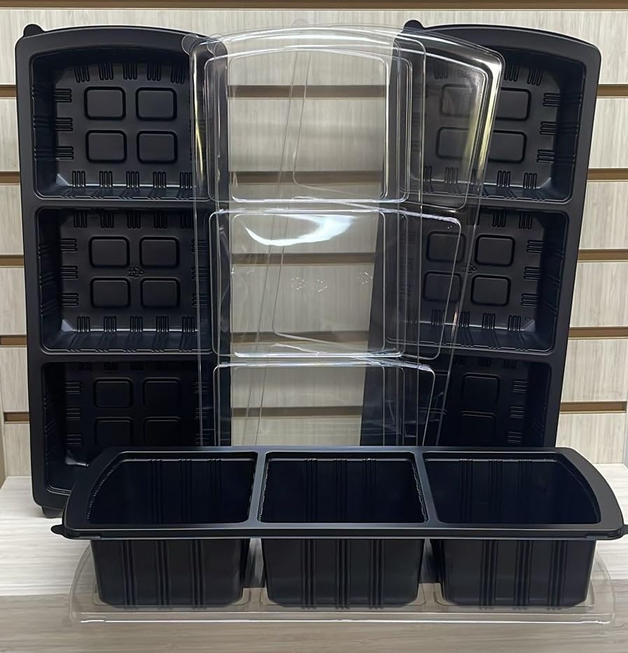 Royalty Premier 3 Compartment Meat Tray, 50 Base and 50 Lid Set
