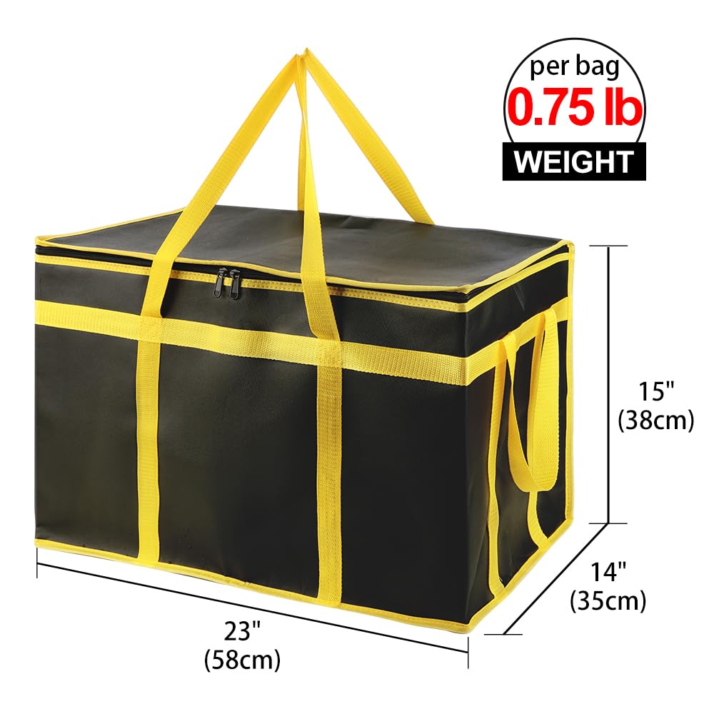 Bodaon Insulated Food Delivery Bag, XXXL Pizza Delivery Bags for Hot and Cold Food, Commercial, Large Capacity Reusable Warming Bag, Catering Cooler Bag for Rideshare, Warmers for Parties (Black, 1Pk)