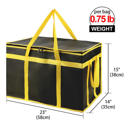 Bodaon Insulated Food Delivery Bag, XXXL Pizza Delivery Bags for Hot and Cold Food, Commercial, Large Capacity Reusable Warming Bag, Catering Cooler Bag for Rideshare, Warmers for Parties (Black, 1Pk)