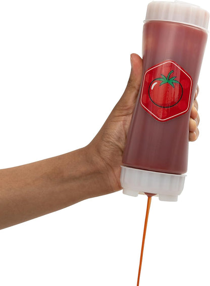 No‑Drip FIFO BBQ Sauce Squeeze Bottle – 18oz BPA-Free Refillable Dispenser with White Twist Cap for Mess-Free Pouring – Ideal for Barbecue, Glazes, Honey Mustard, Marinades, Teriyaki