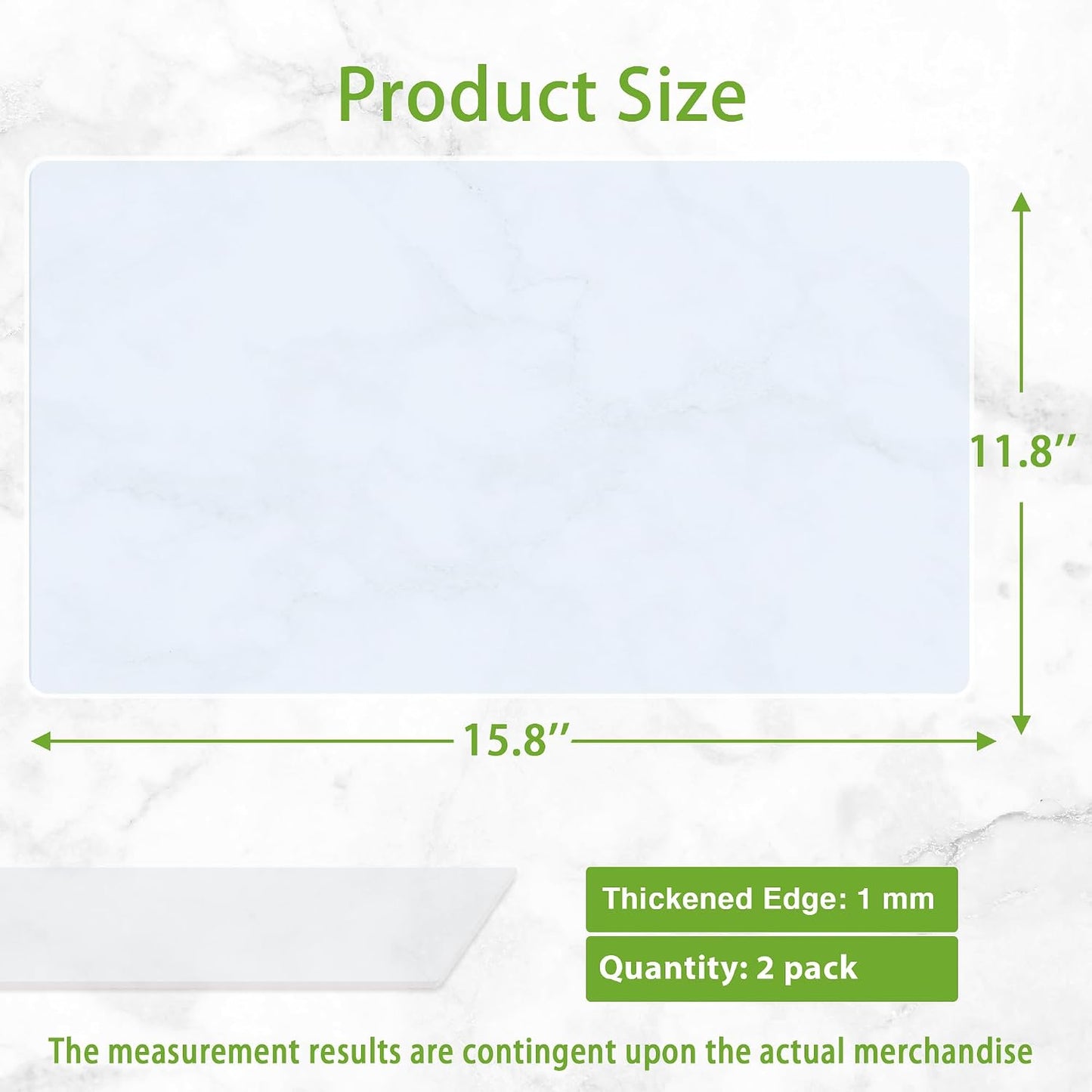 Large Silicone Mats for Kitchen Counter: 14” x 20”(1mm) Clear Non-slip Waterproof Countertop Protector Liner - Non-Stick Baking Mat - Heat Resistant Placemat for Pastry Translucent (2/Pack)