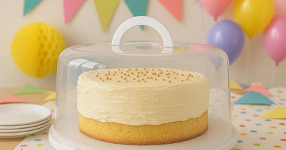 Reusable Cake Carrier with Lid – 12 x 12 x 4.75 Inch BPA-Free Plastic Container with Handle – Fits 10-Inch Round Cakes – Freezer Safe, Lightweight, Clear Cake Holder for Storage & Transport