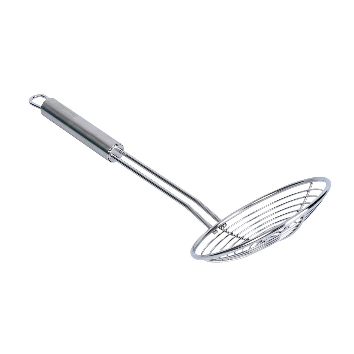 Restaurantware Stainless Steel Spider Skimmer - German Standard Wire Skimmer with Ergonomic Handle, Dishwasher Safe - Wire Strainer Pasta Spoon for Cooking & Frying