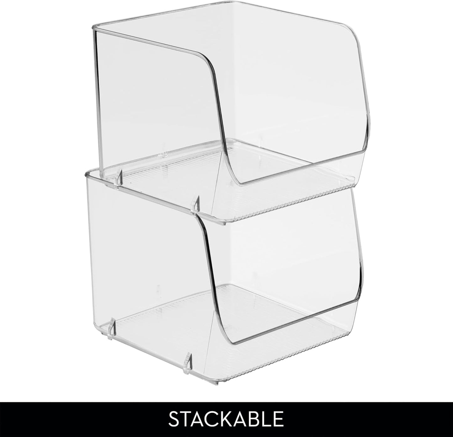 iDesign Stackable Open-Front Storage Bin for Pantry or Household Storage, Clear, Made in USA