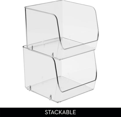 iDesign Stackable Open-Front Storage Bin for Pantry or Household Storage, Clear, Made in USA