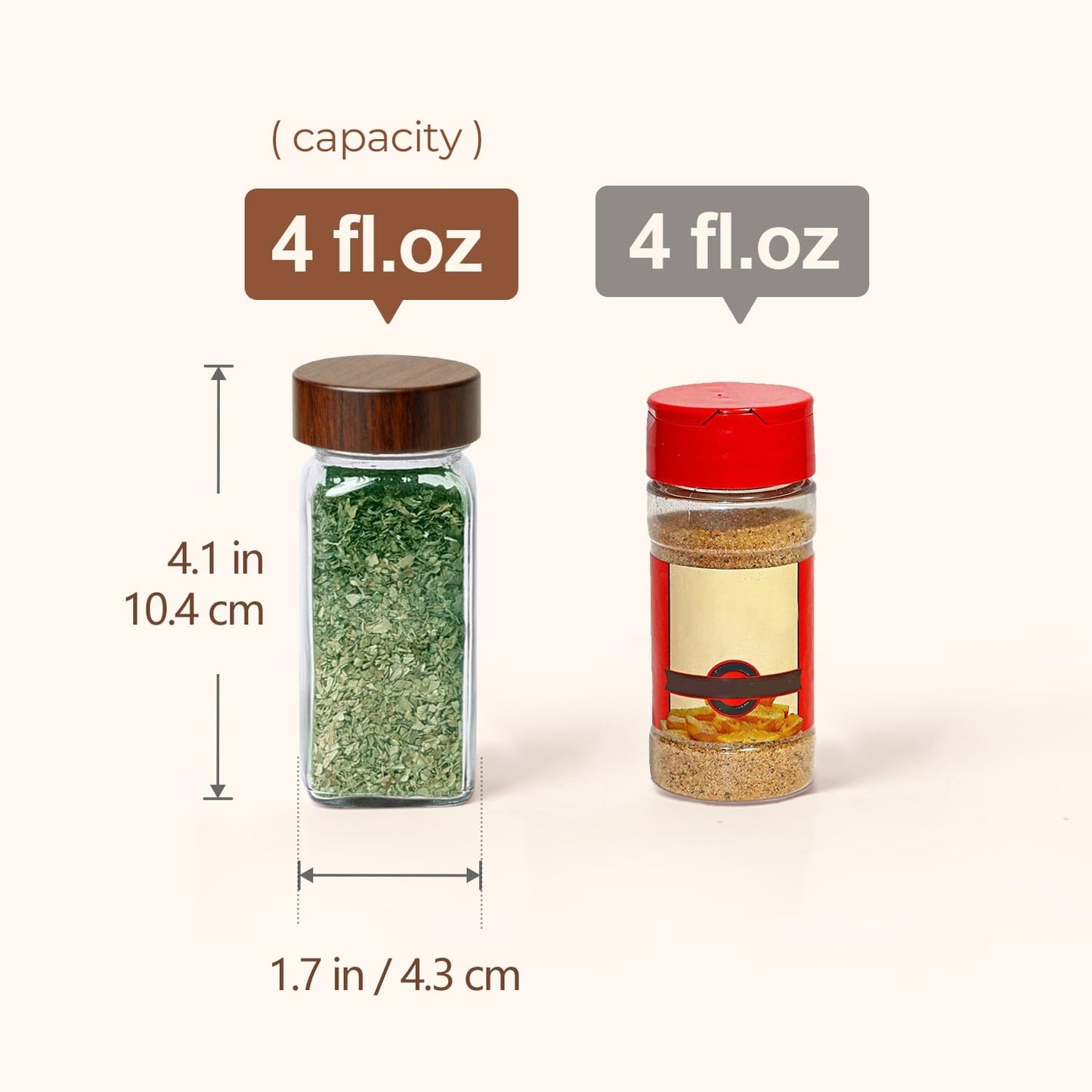 ComSaf 6PCS (1.1Qt/0.5Qt) Glass Pantry Storage Container with Acacia Wood Lid, Airtight Glass Canister with Stacked Design for Orderly Organizing, Glass Jar Organizing Dry Goods in Pantry & Cabinet