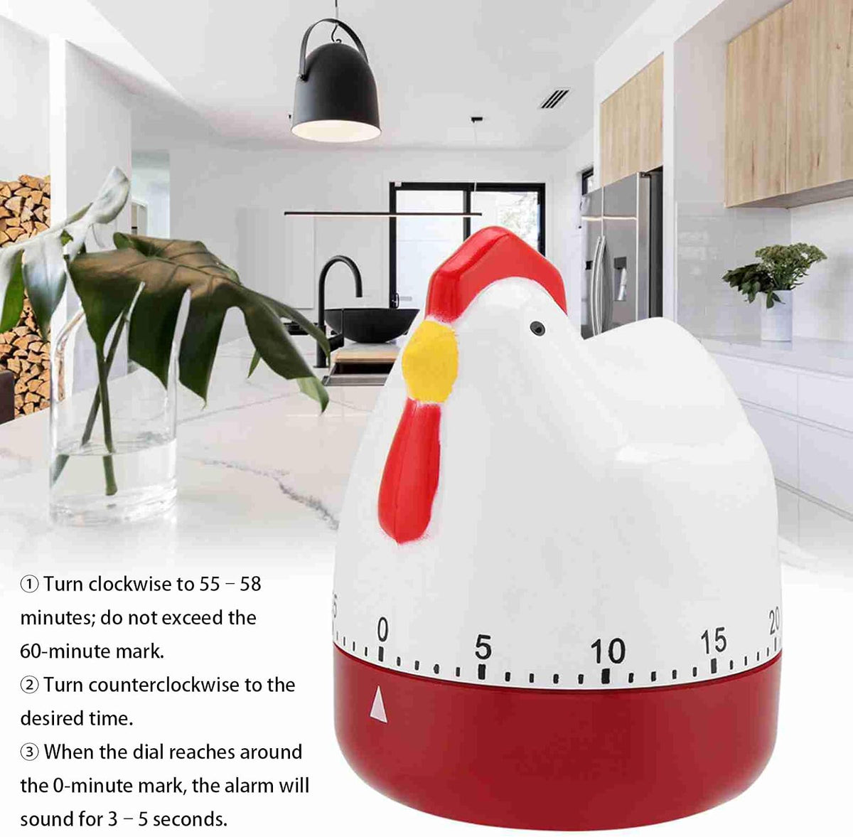 Kitchen Timer Cute, Egg Timer, Mechanical, Up to 60 Minutes