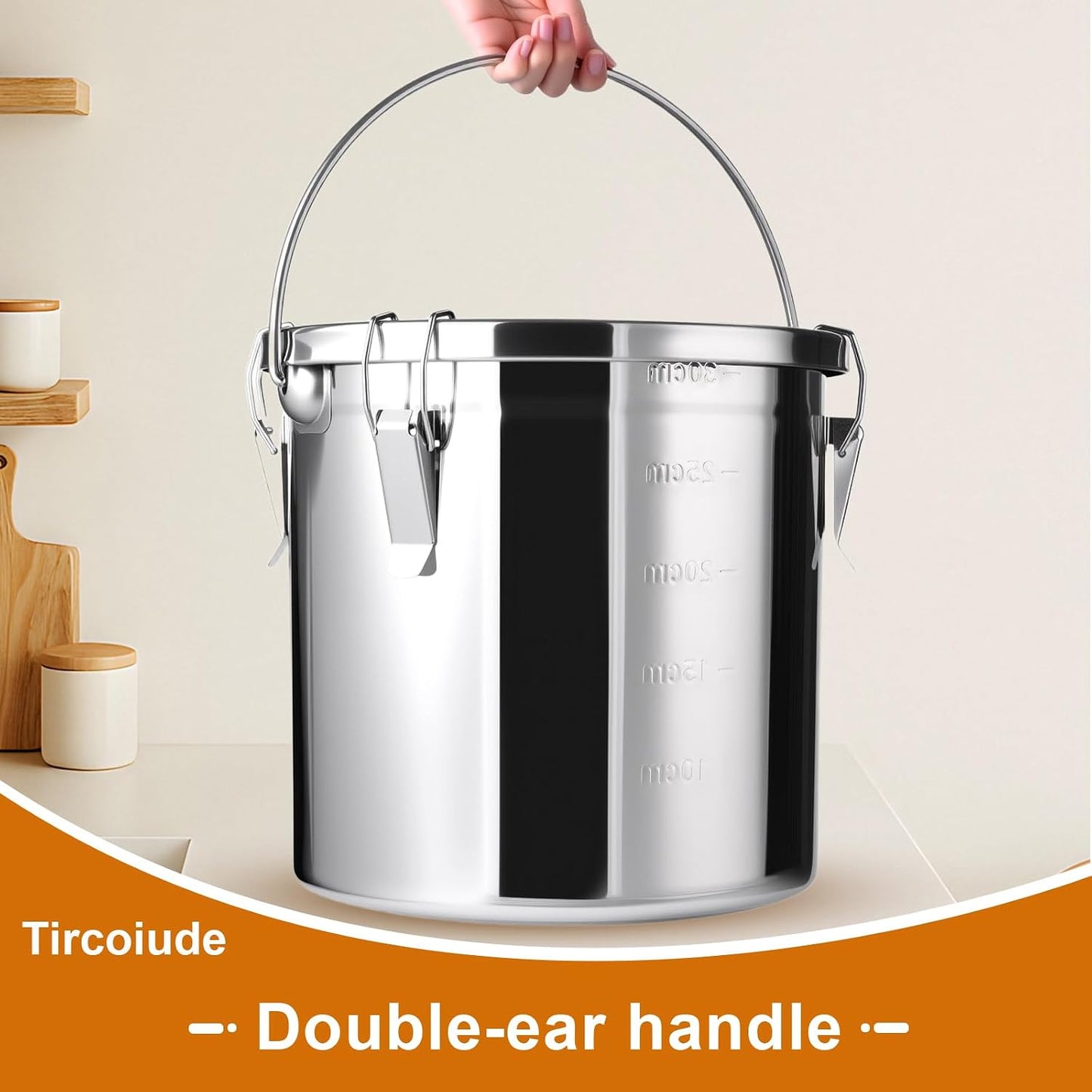 25lb Stainless Steel Containers with Lids, 12L/3.1gal 304 Stainless Steel Storage Containers, Metal Bird Seed Storage Container for Rice Flour Sugar Grain Coffee Bean Kitchen Jar