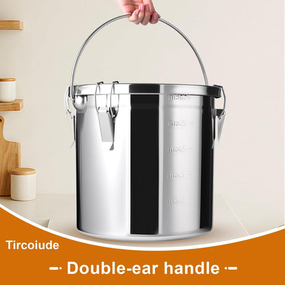 25lb Stainless Steel Containers with Lids, 12L/3.1gal 304 Stainless Steel Storage Containers, Metal Bird Seed Storage Container for Rice Flour Sugar Grain Coffee Bean Kitchen Jar