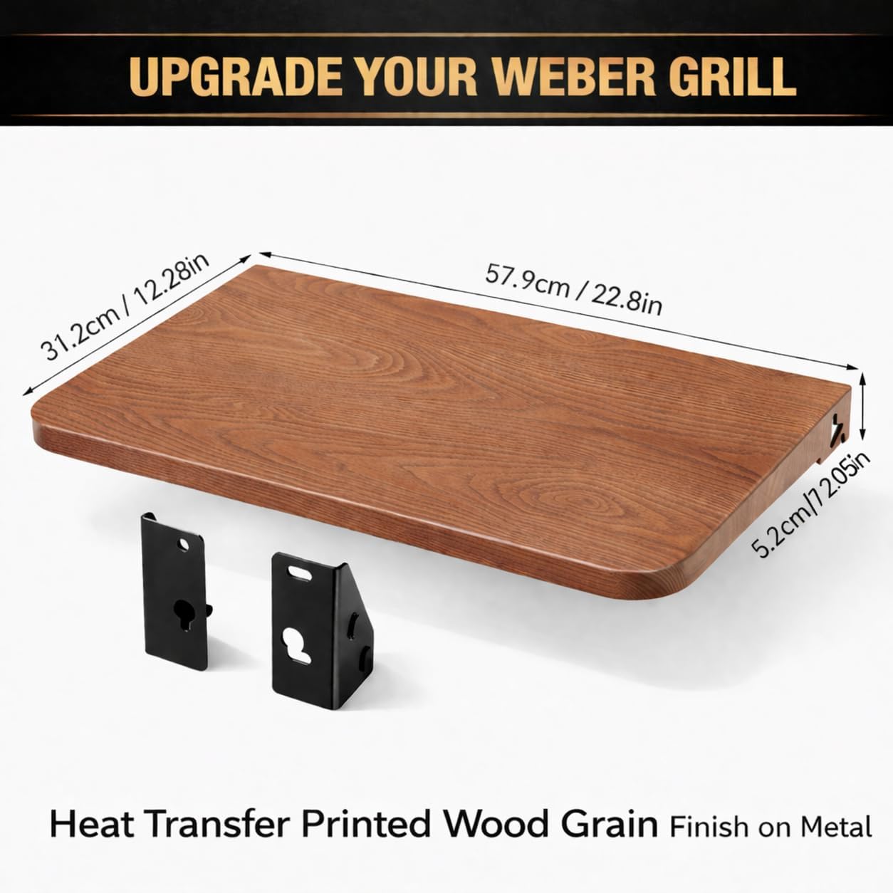 QuliMetal Folding Front Shelf for Traeger Pro 34, Texas Elite 34, Century 885 and Eastwood 34, 37" x 12" Heavy-Duty Grill Prep Table with Cutting Board, Stainless Steel Basin, Lid and 5 Hooks