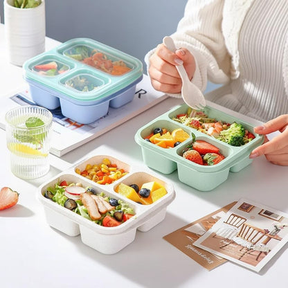 Emptycolor 3 Pack 3 Compartment Lunch Snack Containers with Lids, Meal Prep Bento Snack Boxes, BPA Free, Reusable Food Storage Lunchable Containers for People Work Travel
