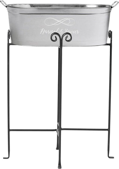 Let's Make Memories Personalized Beverage Tub - Custom Beverage Tub - Customize With Name & initial - Galvanized Drink Tub - 20 ¾"L x 11 ¾"W x 7" H - 5.5 Gallons