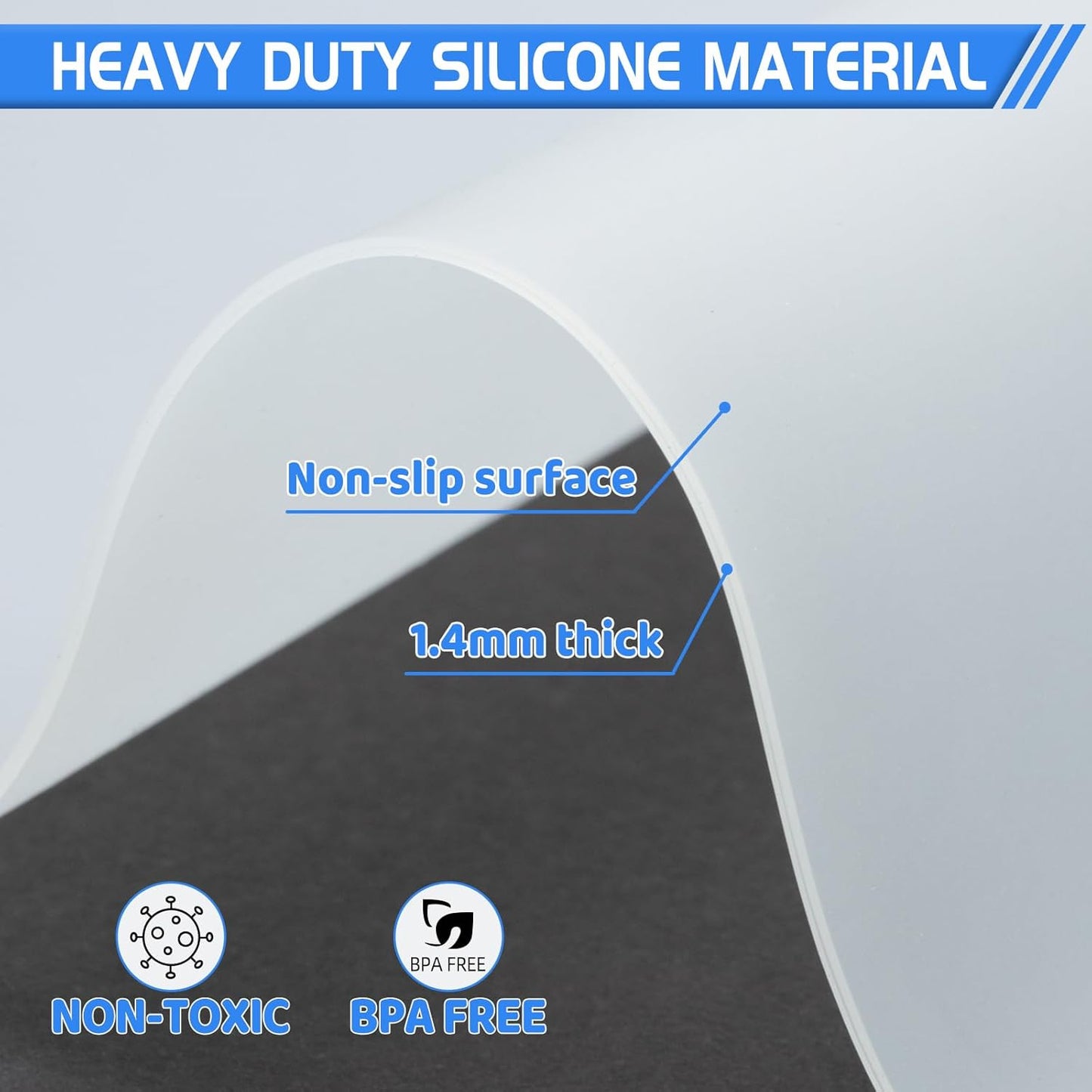 Warome Silicone Mat,78.7”x 23.6” Heat Resistant Mats for Countertop,Extra Large Countertop Protector Mat, Multi-functional Cuttable Kitchen Counter Mat, Silicone Mats for Kitchen Counter/Crafts- Grey