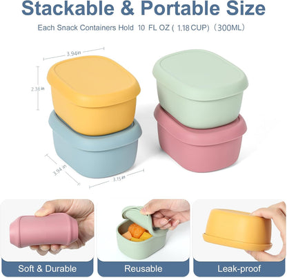 4 Pcs Silicone Food Storage Containers with Lids，BPA Free Reusable Silicone Storage Containers for Food Freezer Containers Freezer Dishwasher Safe (33.8oz, 20oz, 10oz, 6.7oz)