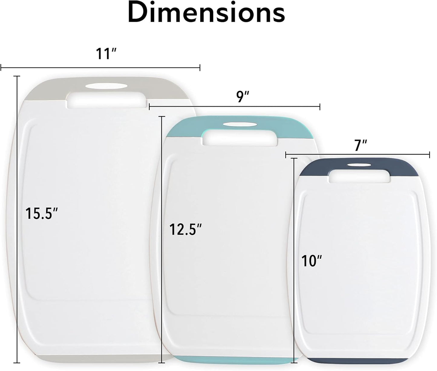 Neoflam Microban Protection Cutting Board 3 Piece Set, Stain & Odor/BPA Free, Reversable Board, Upgraded Larger Juice Groove, Non-Slip EZ Grip Handle, Dishwasher Safe, Pastel