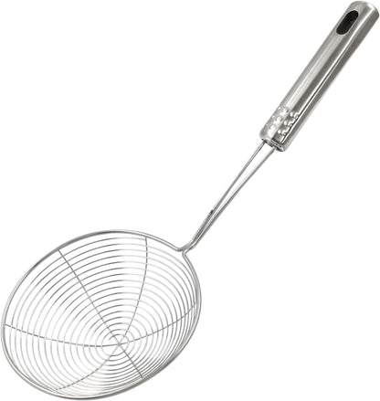 5.5" Stainless Steel Spider Strainer Skimmer Pasta Strainer Spoon for Frying and Cooking, Asian Strainer Ladle with Long Handle, 12.8" Long