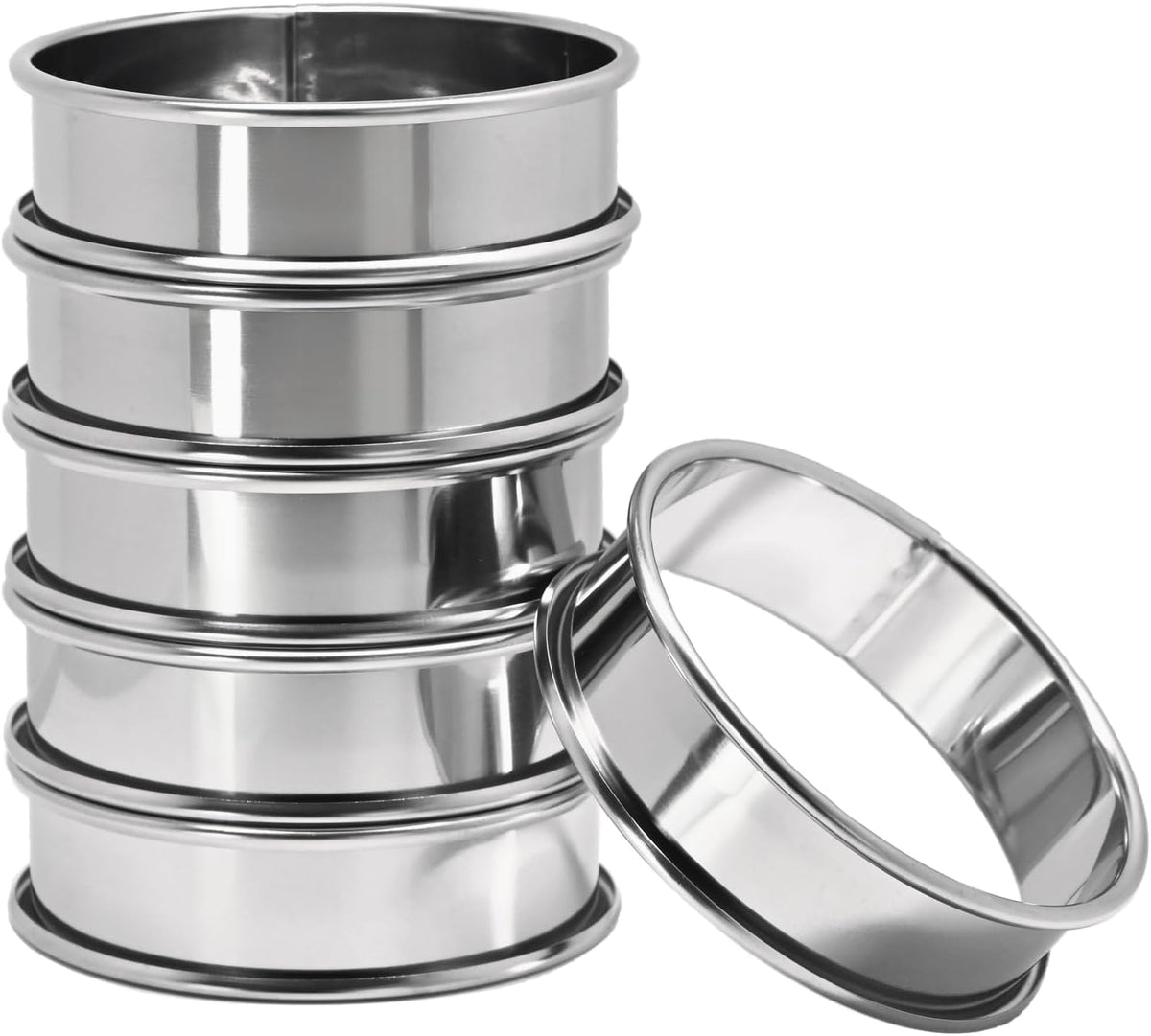 Cookie Rings For Baking 6Pcs, 3.15" English Muffin Ring,Egg Rings, Stainless Steel Crumpet Rings For Frying Eggs, Metal Baking Molds For All Kinds of Breakfast