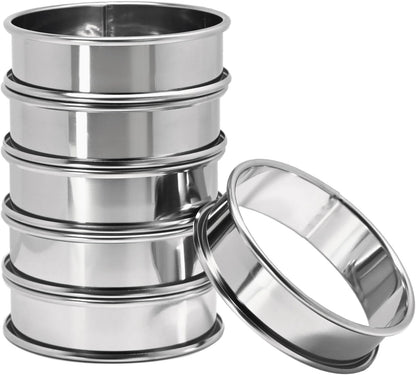 Cookie Rings For Baking 6Pcs, 3.15" English Muffin Ring,Egg Rings, Stainless Steel Crumpet Rings For Frying Eggs, Metal Baking Molds For All Kinds of Breakfast