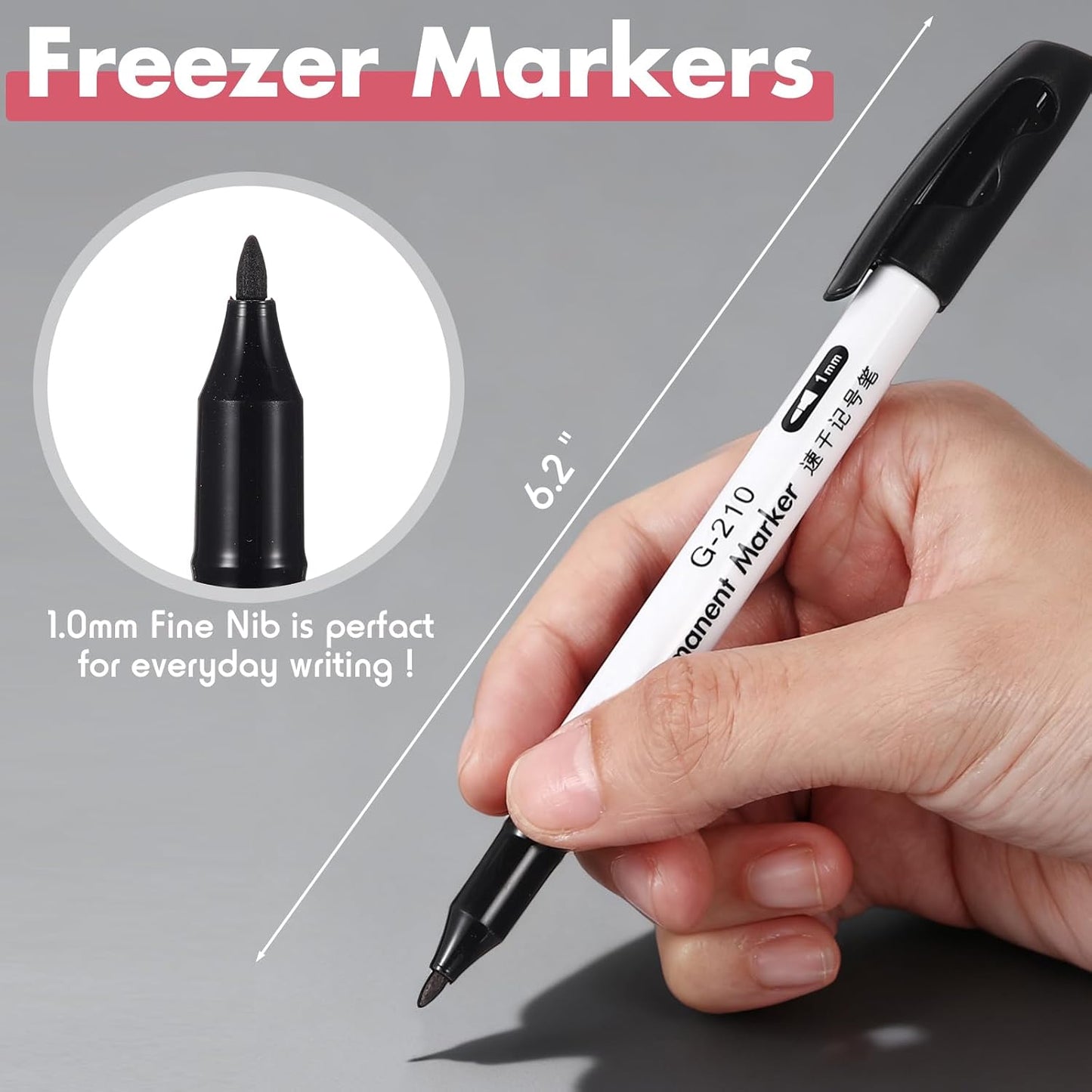 2 Kitchen Freezer Labeling Tapes with 1 Marker Pen, 0.47" x 54 yd Narrow Roll & 0.95" x 54 yd Wide Roll, Waterproof Low Temperature Freezer Marking Tape for Glass Bottle, Storage Container